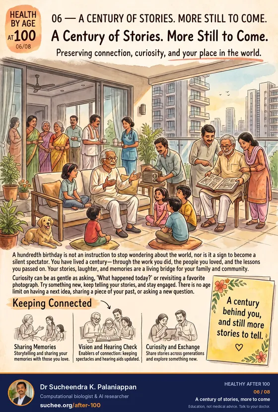 A century of stories, more still to come. Keeping connected: sharing memories with those you love, keeping spectacles and hearing aids up to date, and sharing stories across generations while exploring something new. A century behind you, and still more stories to tell.